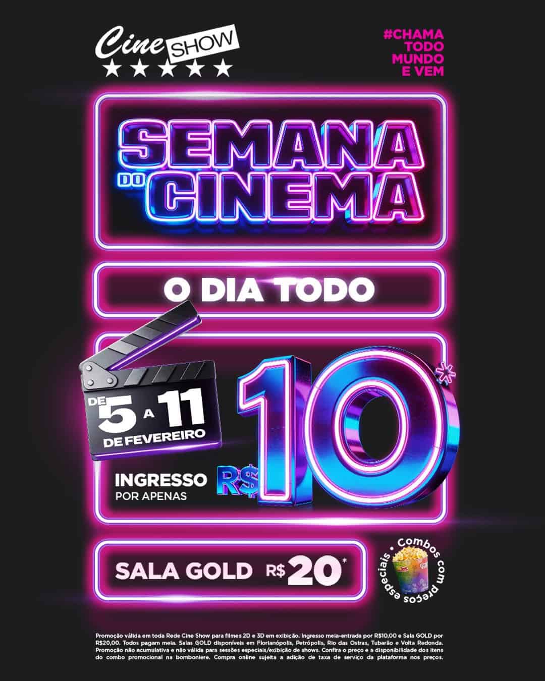 Semana do Cinema com ingressos a R$ 10 no Beiramar Shopping - Deolhonailha