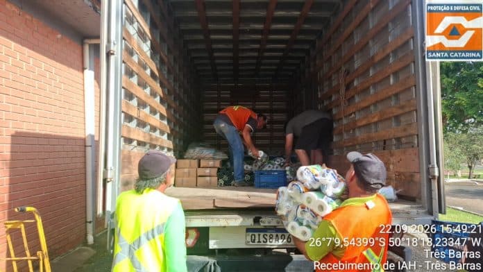 Defesa Civil de SC distribui assistência humanitária após chuvas em 63 municípios