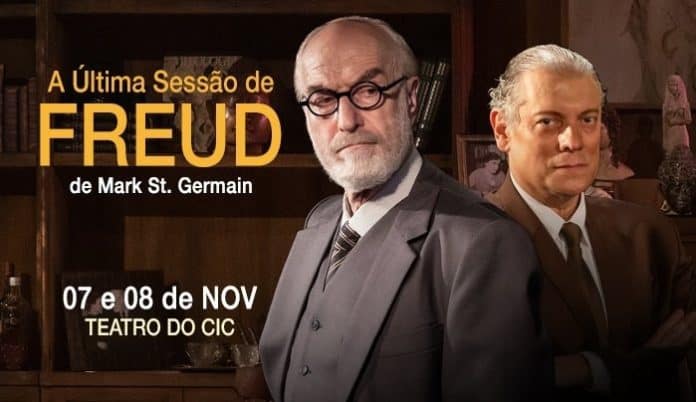 Arte oficial de A Última Sessão de Freud com Odilon Wagner e Marcello Airoldi no CIC