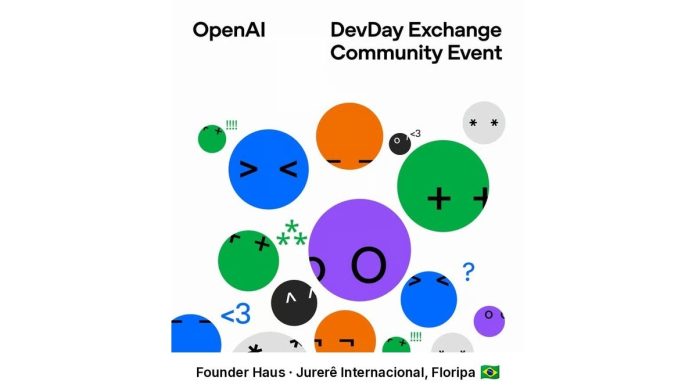 Arte de divulgação do DevDay Exchange Community: Florianópolis, encontro da comunidade Codex na Founder Haus, em Jurerê Internacional