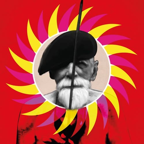 Retrato artístico de Rogério Duarte usado na divulgação do documentário O Tropikaoslista