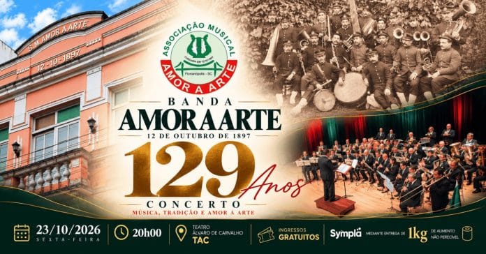 Arte oficial do Concerto de 129 Anos da Banda Amor a Arte no Teatro Álvaro de Carvalho