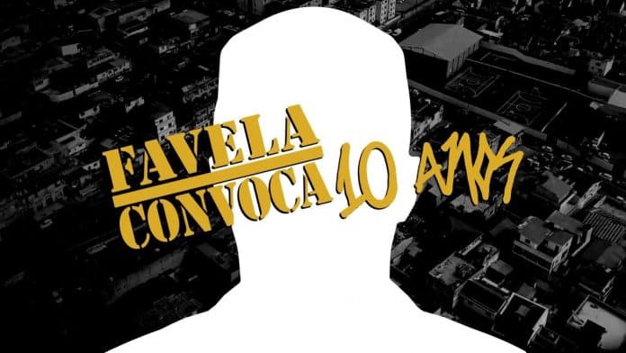 Arte oficial do documentário Favela Convoca – 10 Anos, de Negro Rudhy