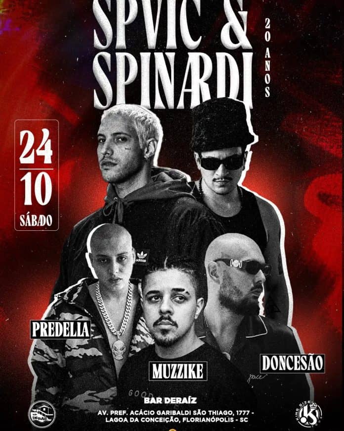 Arte oficial da King Size com SPVIC, Spinardi, Predella, Doncesão e Muzzike no Bar DeRaiz, em 24 de outubro