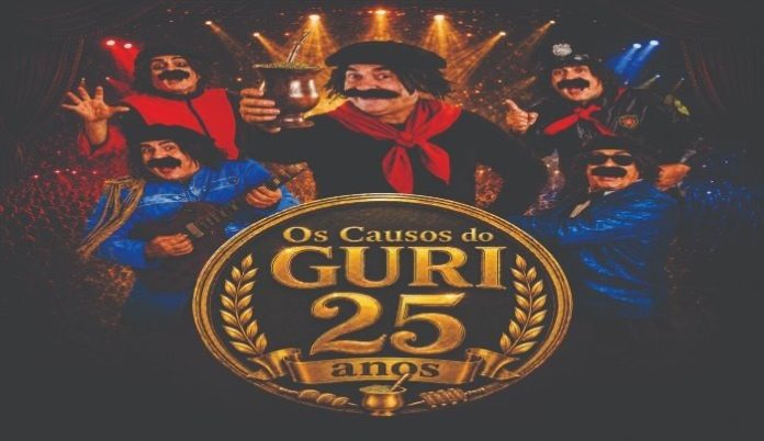 Arte oficial do espetáculo Os Novos Causos do Guri, com o Guri de Uruguaiana