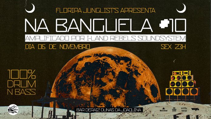 Arte oficial da festa Na Banguela 10, com Marcelinho da Lua, no Bar DeRaiz